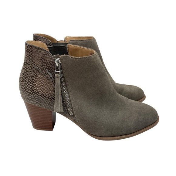 *Vionic Anne Ankle Boots Womens Size 10W Gray Suede Leather Snake Ortho Comfort - Picture 5 of 11